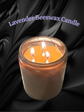 Beeswax Candle in 8oz Amber Glass Jar—Lavender